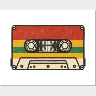 Retro Audio Cassette Tape Illustration Posters and Art